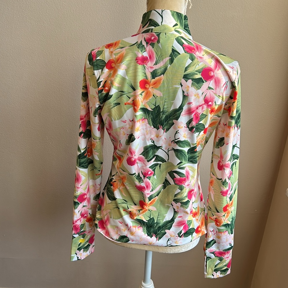 Tommy Bahama Women's Full-Zip UPF 50 Golf Beach Shirt Tropical Multi New SZ M - Picture 3 of 3